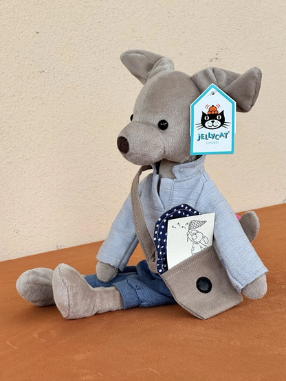 NUOVO Jellycat Pedlar Cucciolo Nuovo con etichette Raro Cane Pensionato Postino Giocattolo Morbido Mutt Peluche