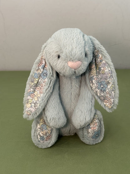 Jellycat piccolo coniglietto con fiori di salvia timido nuovo senza etichette verde con fiore coniglio in pensione-