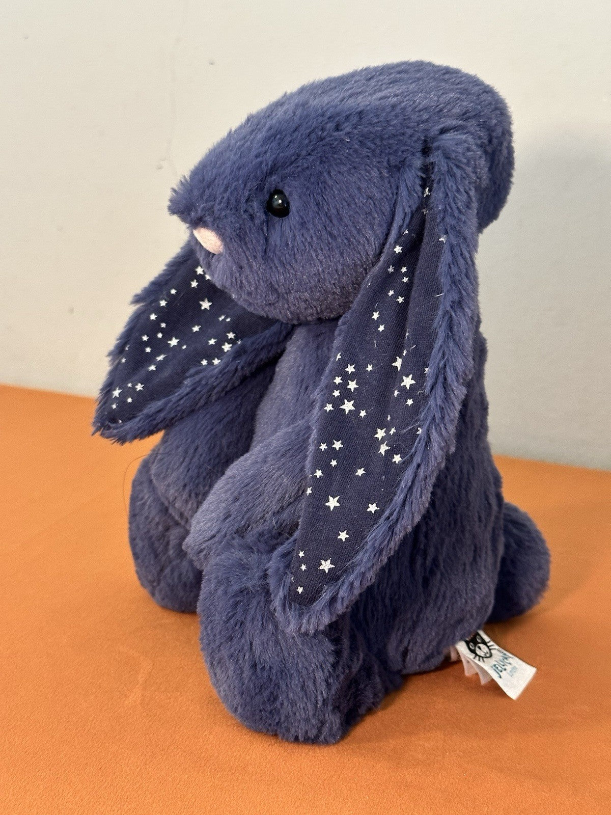 Jellycat Medium Bashful Stardust Bunny nuovo senza etichette blu navy con stelle raro coniglio cm.31-