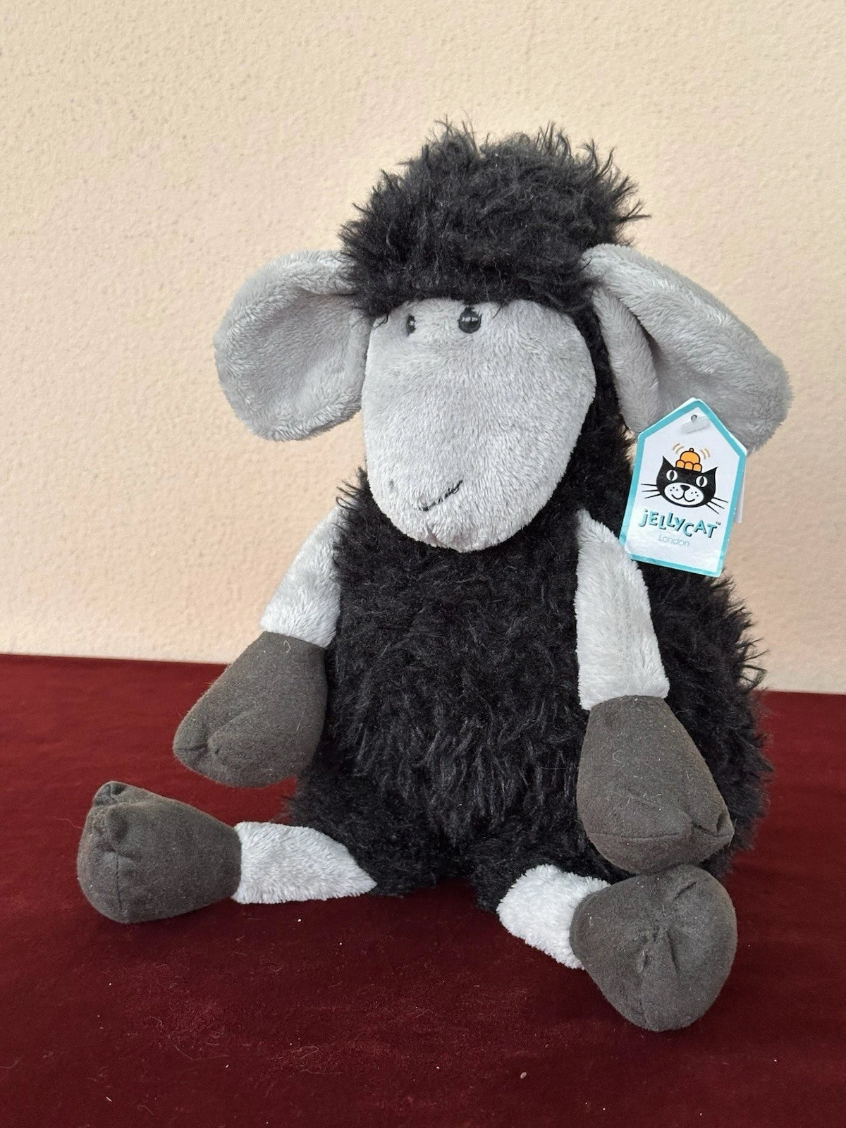 NUOVO Jellycat Tiggalope Pecora Nera Nuovo con etichette Ritirato Giocattolo Morbido Raro Peluche Agnello cm36