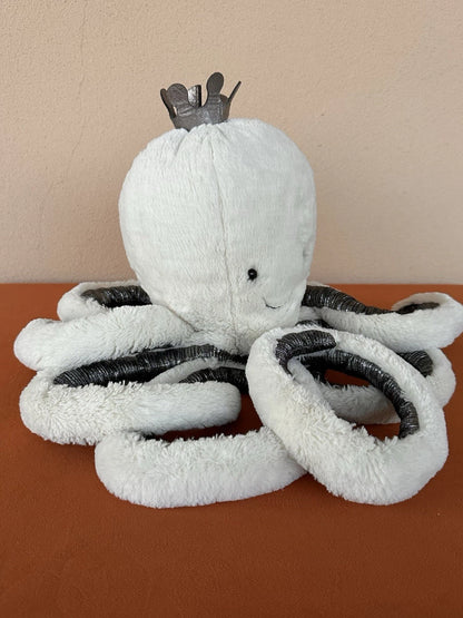 Jellycat Large Cosmo Octopus Silver Crown White Squid Sea Creature Rare Retired
