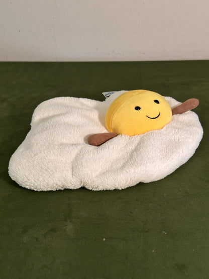 Peluche giocattolo morbido Jellycat divertente uovo fritto nuovo senza etichette raro ritirato da collezione-