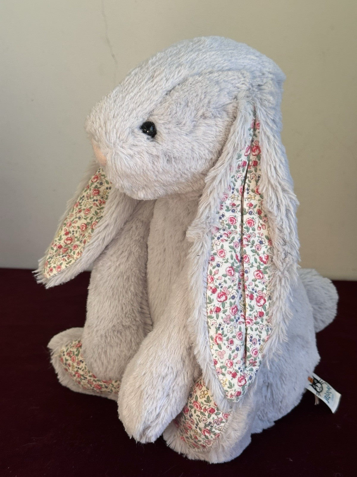Jellycat Coniglietto Grande Timido Fiore Argento Pensionato Grigio con Fiori cm.36-