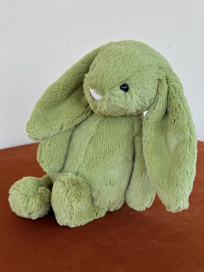 Peluche Jellycat Medium Bashful Moss Bunny nuovo senza etichette verde raro coniglio giocattolo morbido-