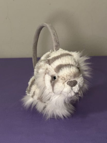 Paraorecchie Jellycat Sacha Snow Tiger nuovi senza etichette grigio e bianco morbido peluche raro ritirato-