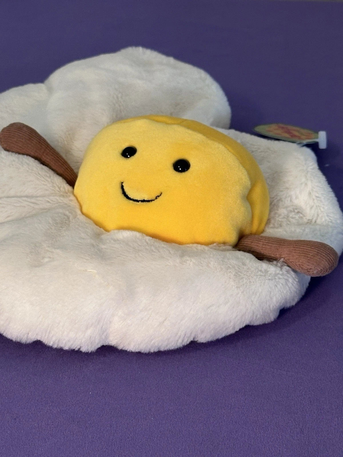 NUOVO Jellycat Amuseable Fried Egg nuovo con etichette raro peluche giocattolo morbido da collezione ritirato