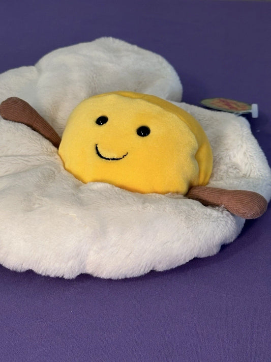 NUOVO Jellycat Amuseable Fried Egg nuovo con etichette raro peluche giocattolo morbido da collezione ritirato