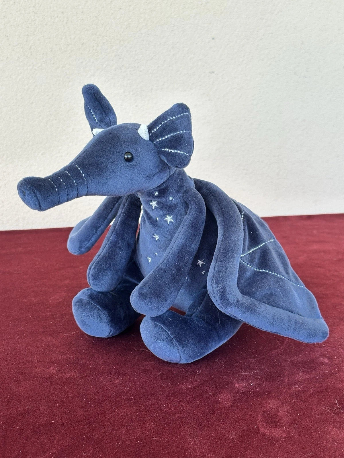 Jellycat Moonlight Dragon raro drago vellutato blu navy in pensione giocattolo morbido peluche