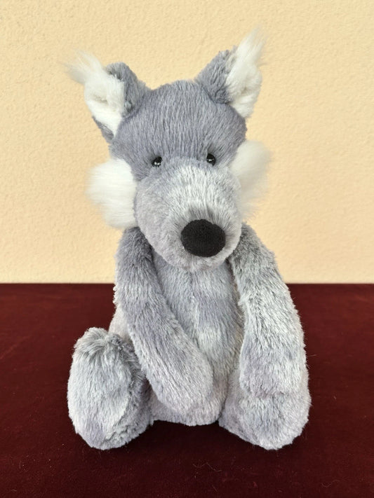 Jellycat Medium Bashful Woodland Willow Wolf NWOT Grey Marble Retired 2016 Plush