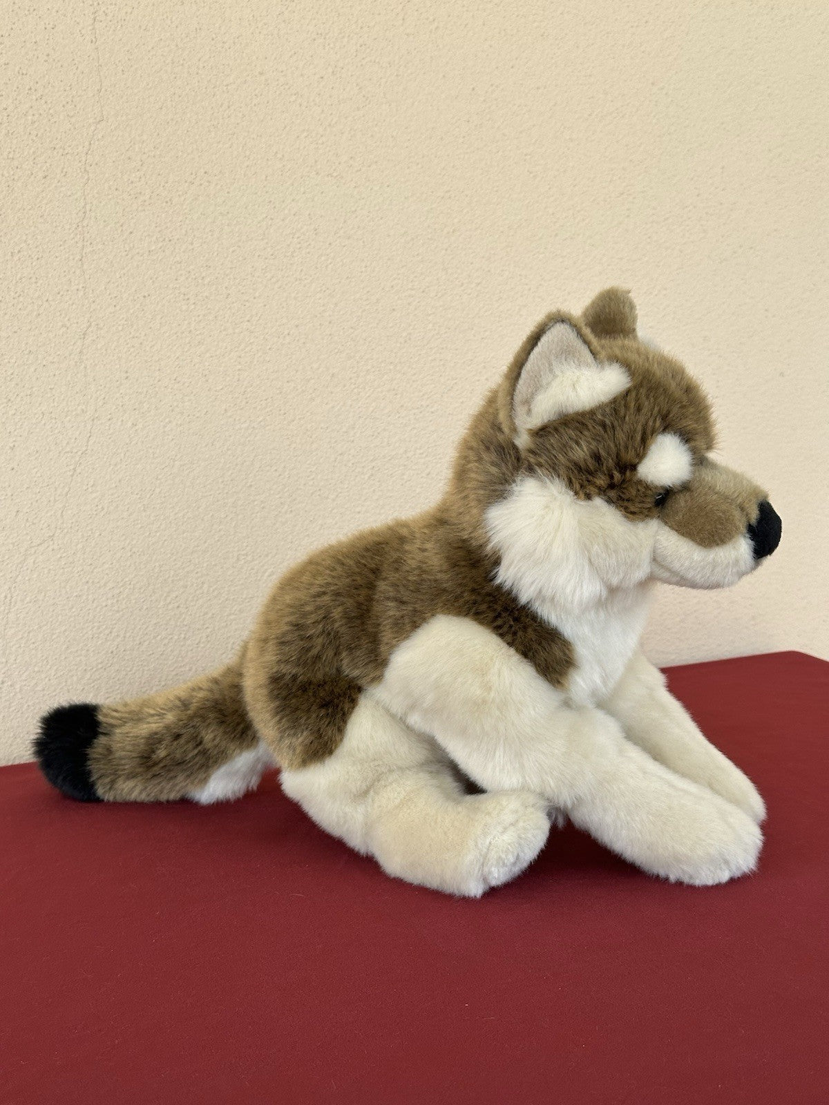 Lupo zingaro nuovo senza etichette animale selvatico bosco raro peluche giocattolo morbido ritirato made in France-