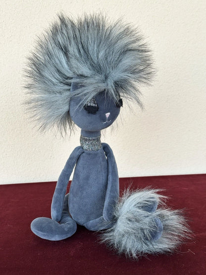 Peluche Jellycat Swellegant Gattino Gatto Giocattolo Morbido Scintillante Grigio Scuro Vellutato Ritirato