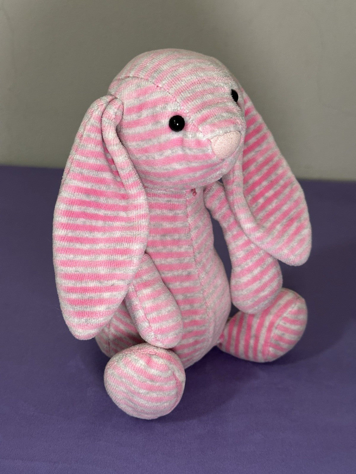 Jellycat Edizione Speciale Bonnie Bashful Bunny Raro Ritirato Rigato Rosa Grigio-