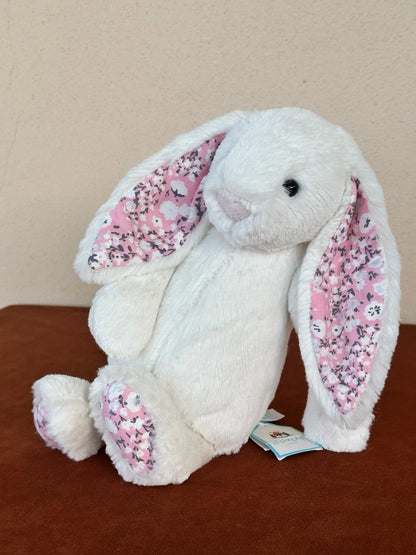 NUOVO coniglietto Jellycat Medium Bashful crema fiori ciliegio nuovo con etichette coniglio in pensione peluche