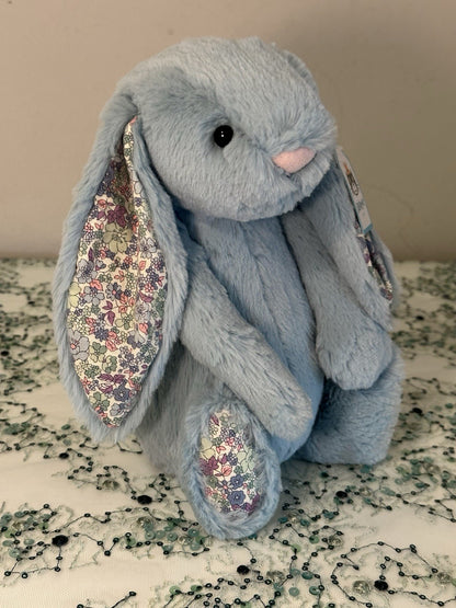 Jellycat Medium Bashful Aqua Blossom coniglietto ritirato raro blu con fiore coniglio-