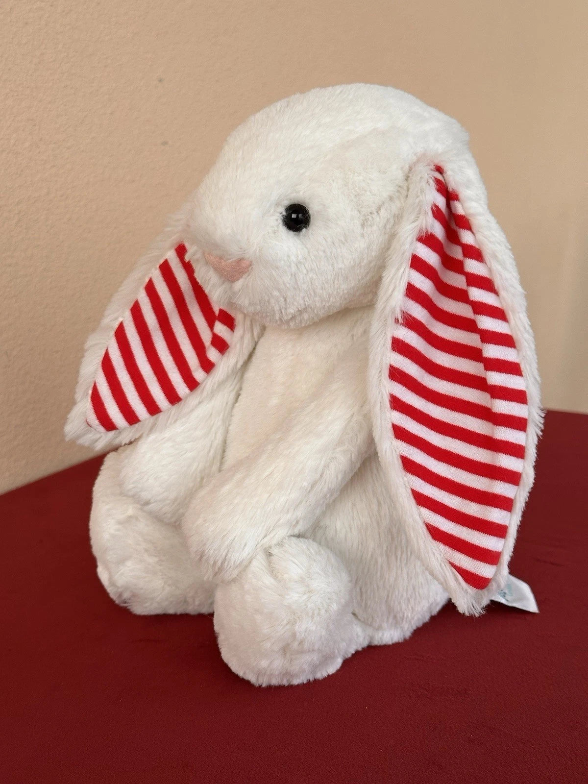 Jellycat Medium Bashful Candy Cane Bunny Rare Retired Soft Striped Rabbit Plush