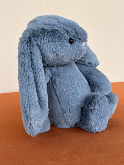 NUOVO Jellycat Medium Bashful coniglietto blu scuro nuovo con etichette coniglio in pensione morbido giocattolo peluche