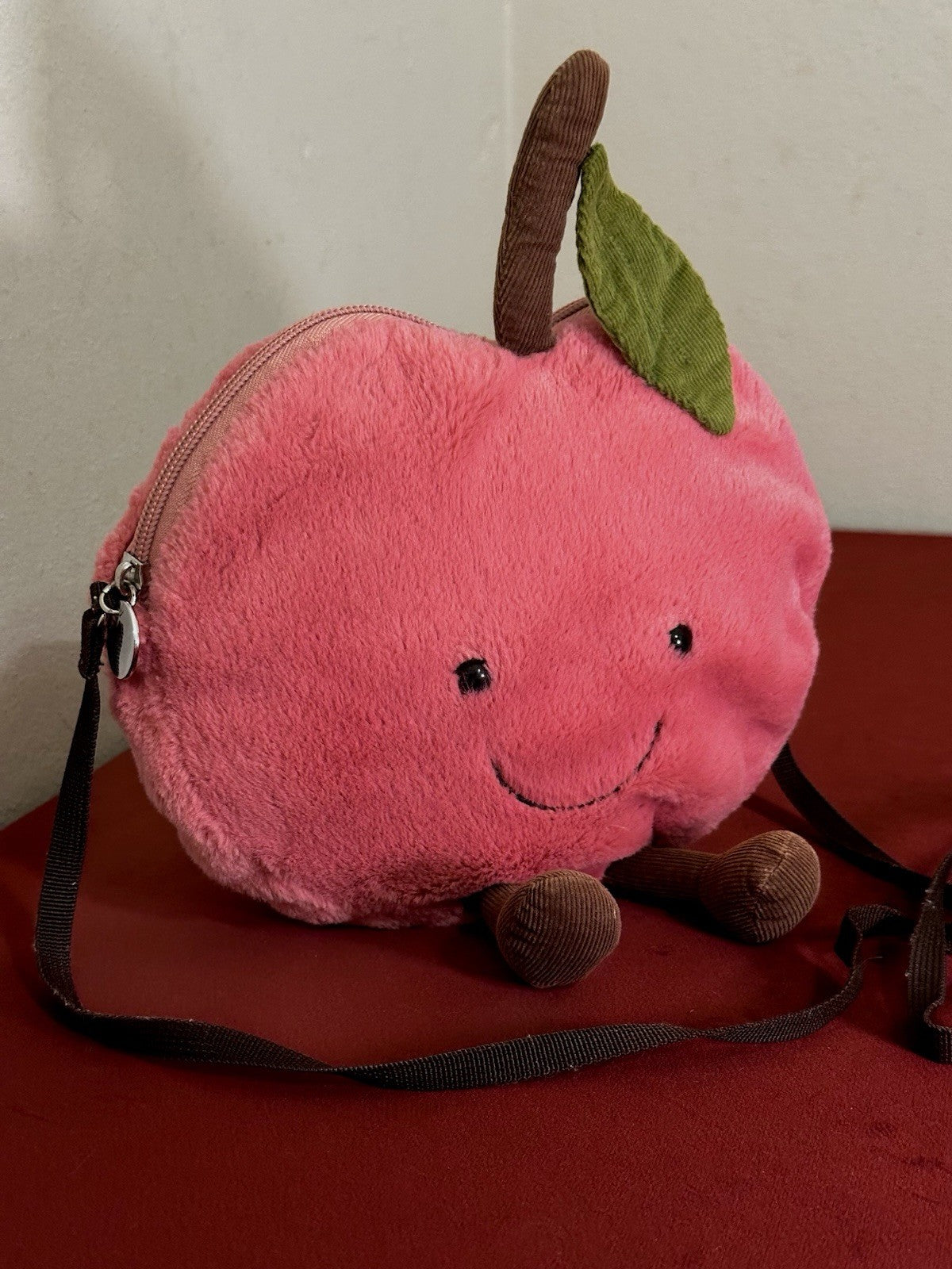 Jellycat Borsa Ciliegia Amusabile Ritirata HTF Frutta Cibo Ciliegie Giocattolo Morbido Raro Peluche-