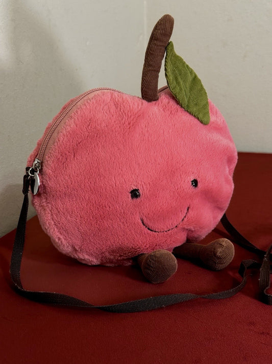 Jellycat Borsa Ciliegia Amusabile Ritirata HTF Frutta Cibo Ciliegie Giocattolo Morbido Raro Peluche-