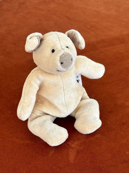 Jellycat Squidgikins Maiale Beige Rosa Mini Maiale 14 cm 1999 Vintage