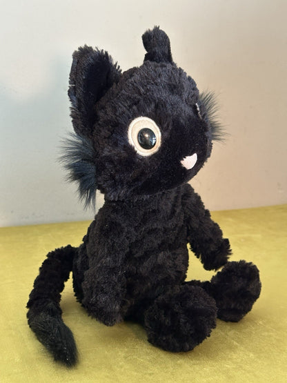 Jellycat Dapperdots gatto nuovo senza etichette nero soffice occhi grandi testurizzato gatto pensionato 12"-