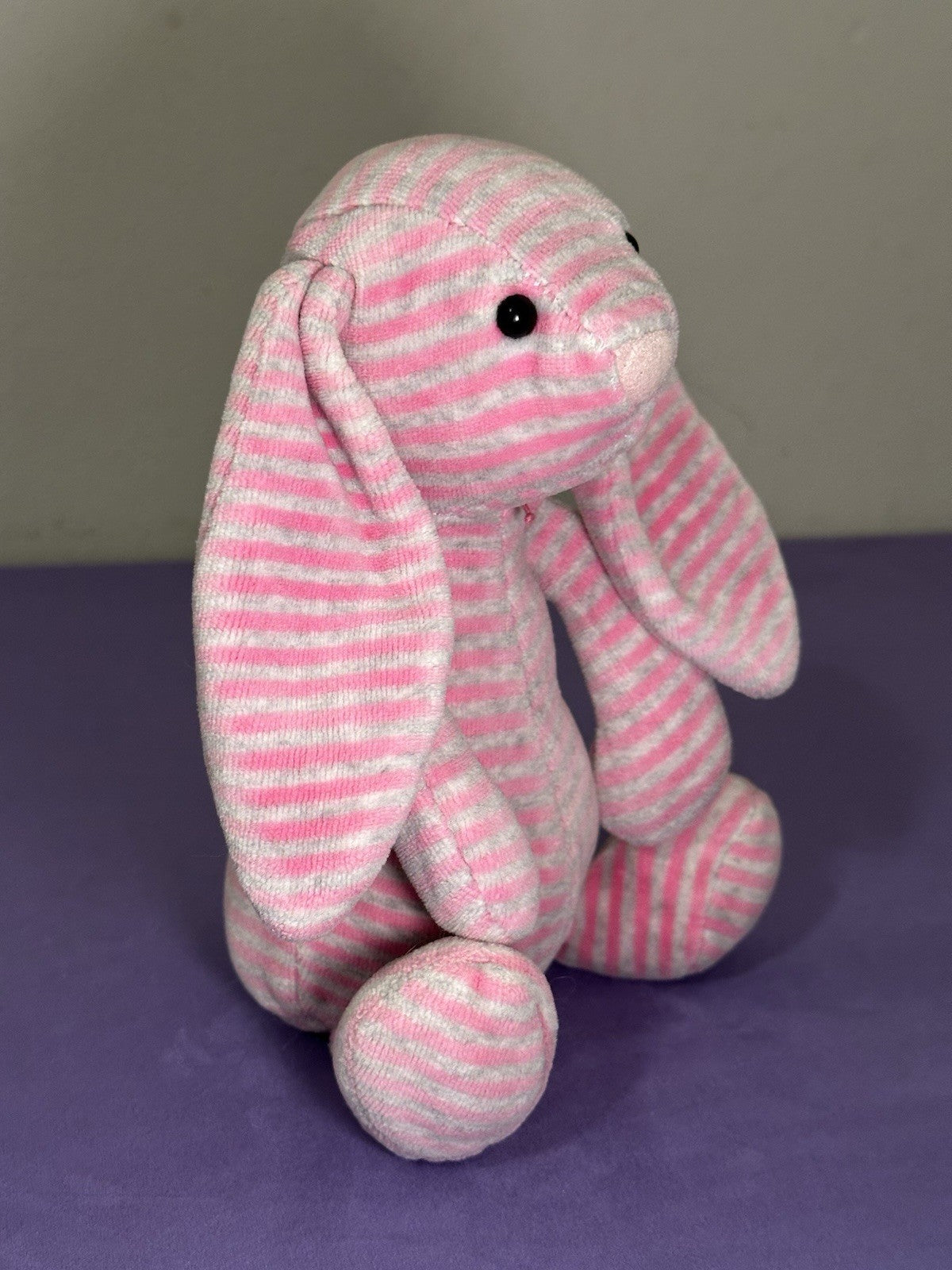 Jellycat Edizione Speciale Bonnie Bashful Bunny Raro Ritirato Rigato Rosa Grigio-