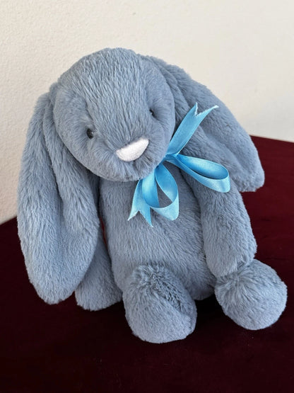Jellycat Medium Bashful Dusky Blue Bunny BNWOT Retired Dust Blue Rabbit Plush