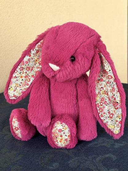 Jellycat Medium Bashful Rose Blossom Bunny Rare Retired Hot Pink Rabbit Plush