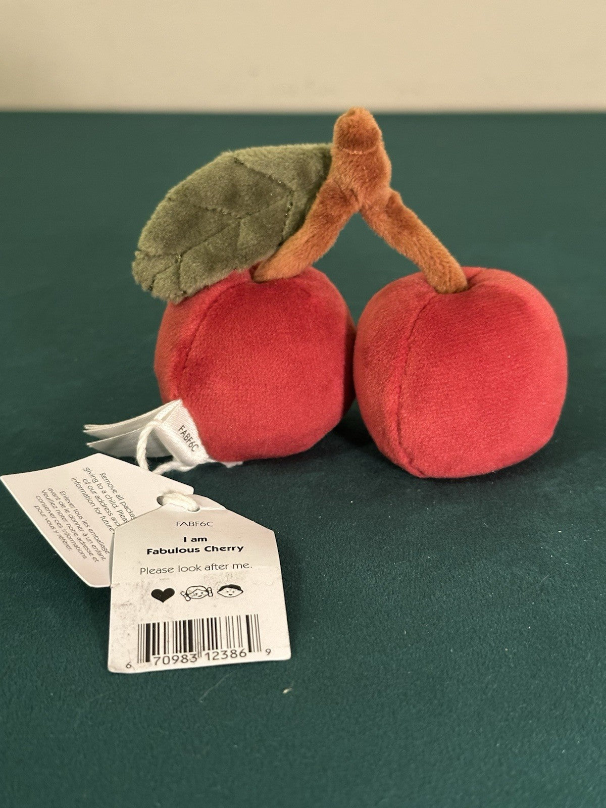 NUOVO Jellycat divertente favoloso frutto ciliegie nuovo con etichette morbido giocattolo peluche ritirato raro-