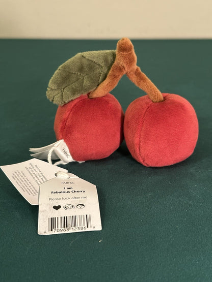 NUOVO Jellycat divertente favoloso frutto ciliegie nuovo con etichette morbido giocattolo peluche ritirato raro-