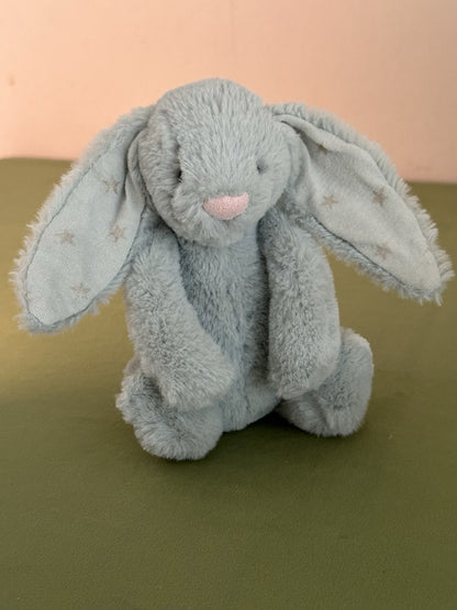 Jellycat piccolo coniglietto scintillante timido verde salvia con stelle argento coniglio-