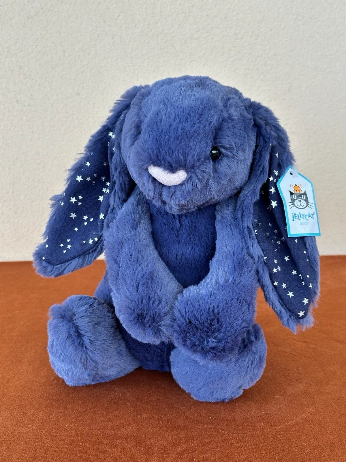 NUOVO coniglietto Jellycat Medium Bashful Stardust nuovo con etichette blu navy con stelle raro coniglio