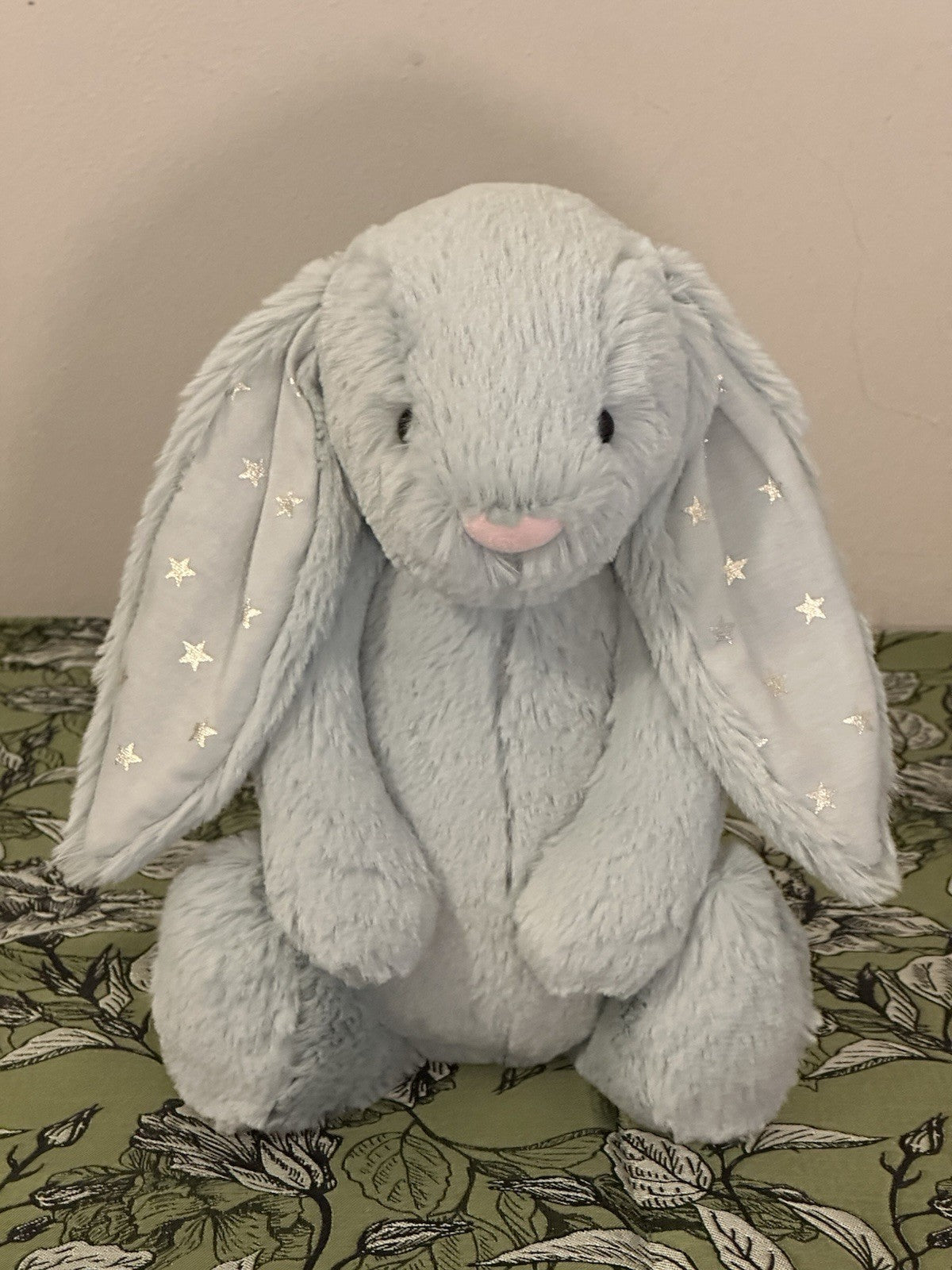 Coniglietto Jellycat Medium Bashful Sparklet nuovo senza etichette verde salvia con stelle argento coniglio-