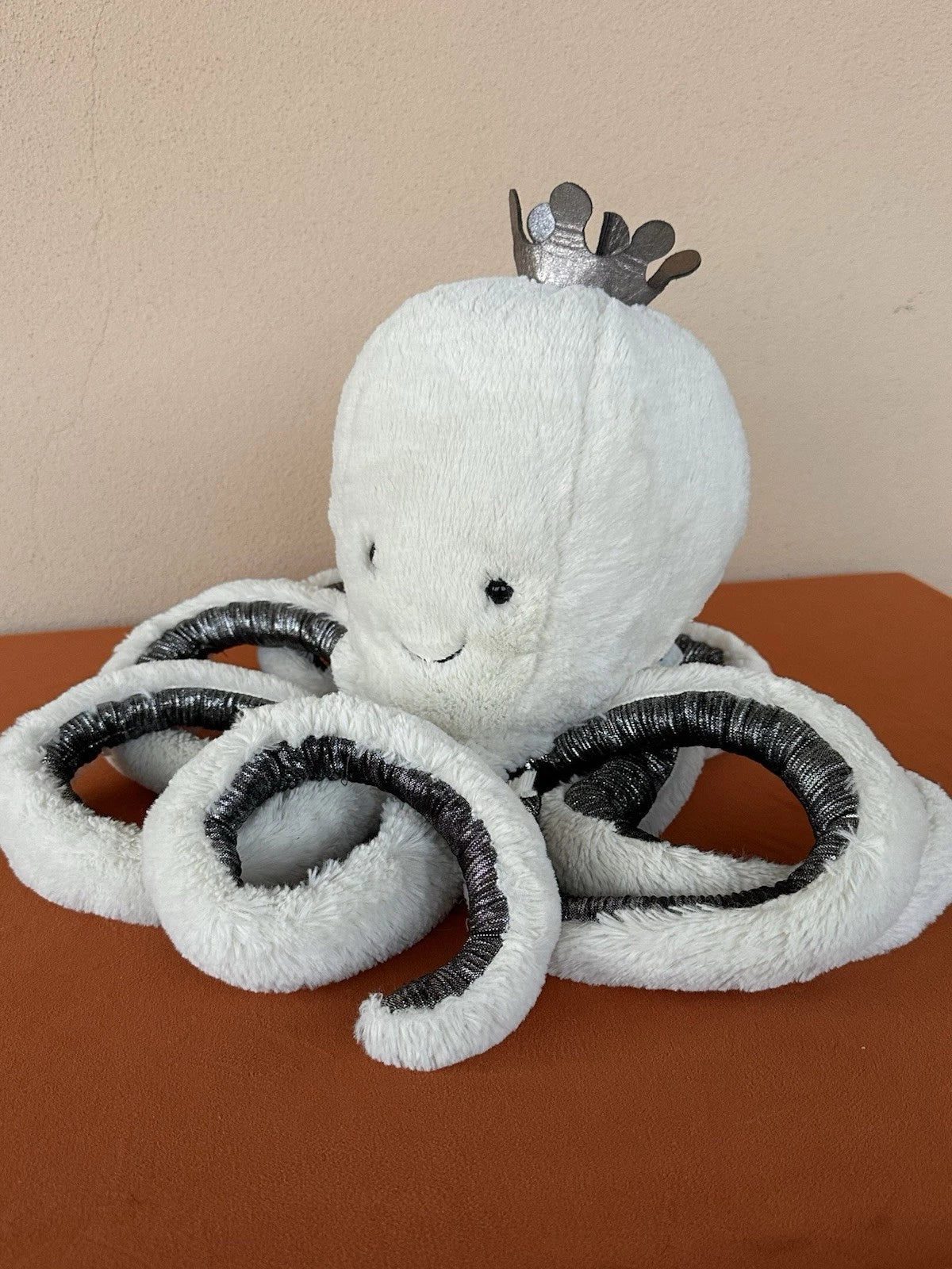 Jellycat Large Cosmo Octopus Silver Crown White Squid Sea Creature Rare Retired