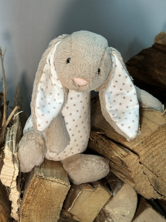 Peluche Jellycat Medium Bashful Starry Bunny nuovo senza etichette coniglio beige in pensione giocattolo morbido-