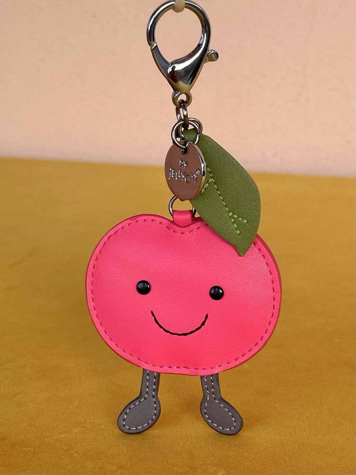 Jellycat Amuseables Cherry Bag Charm BNWOT Leather Keyring Retired Keychain