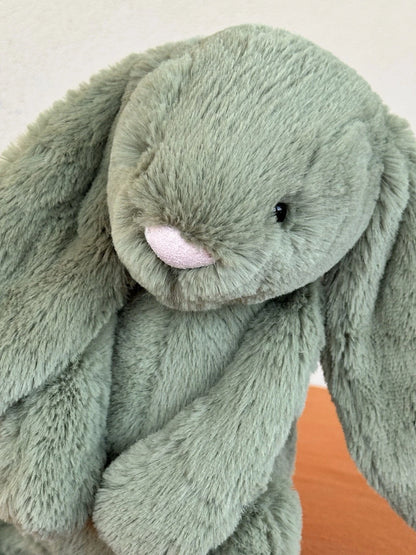 Peluche Jellycat Medium Bashful Felce Bunny nuovo senza etichette verde raro coniglio giocattolo morbido