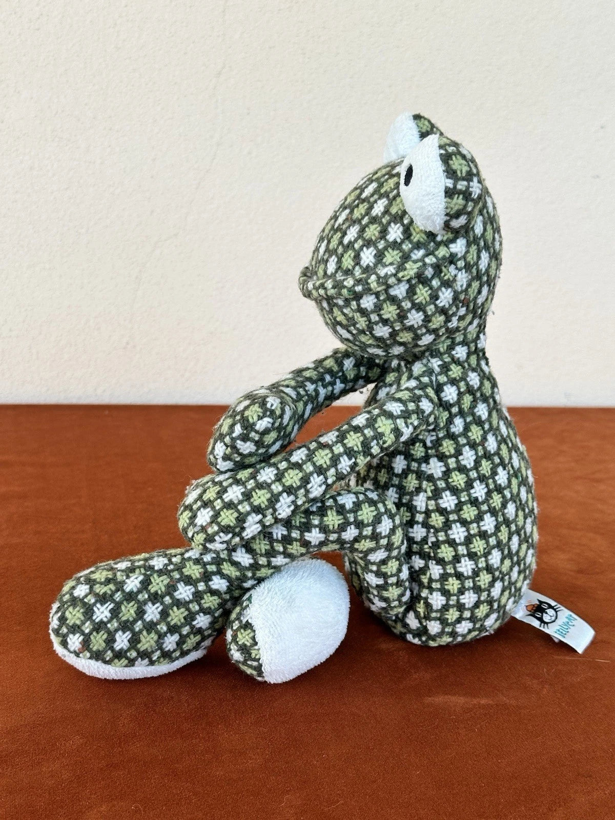 Jellycat Kooky Frog Vintage Verde/Bianco Modello Tratteggio Gambe Lunghe Piedi Bianchi