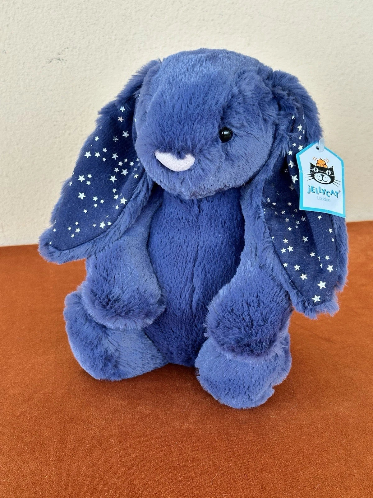 NUOVO coniglietto Jellycat Medium Bashful Stardust nuovo con etichette blu navy con stelle raro coniglio