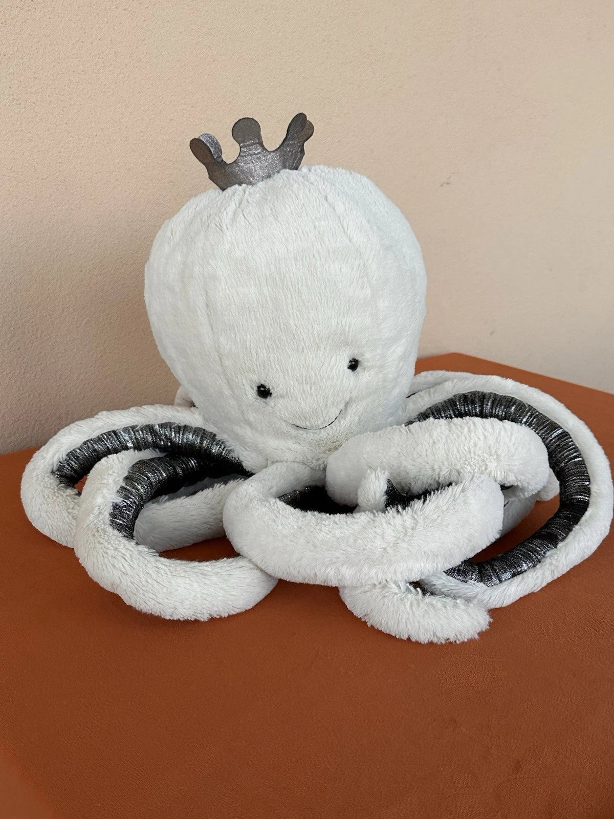 Jellycat Large Cosmo Octopus Silver Crown White Squid Sea Creature Rare Retired