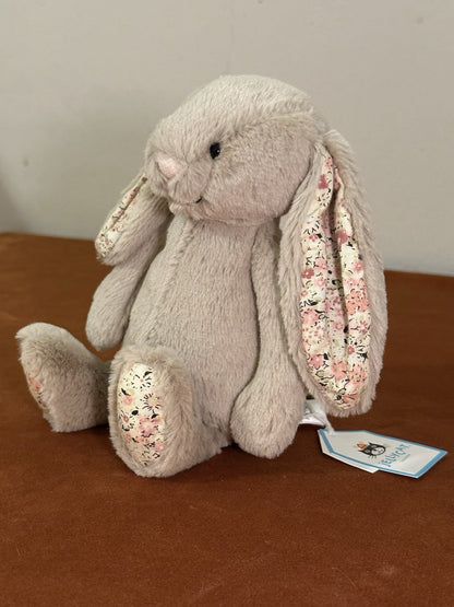 NUOVO coniglietto Jellycat Little Blossom Bea beige nuovo con etichette piccolo fiore di bea timido 8"-