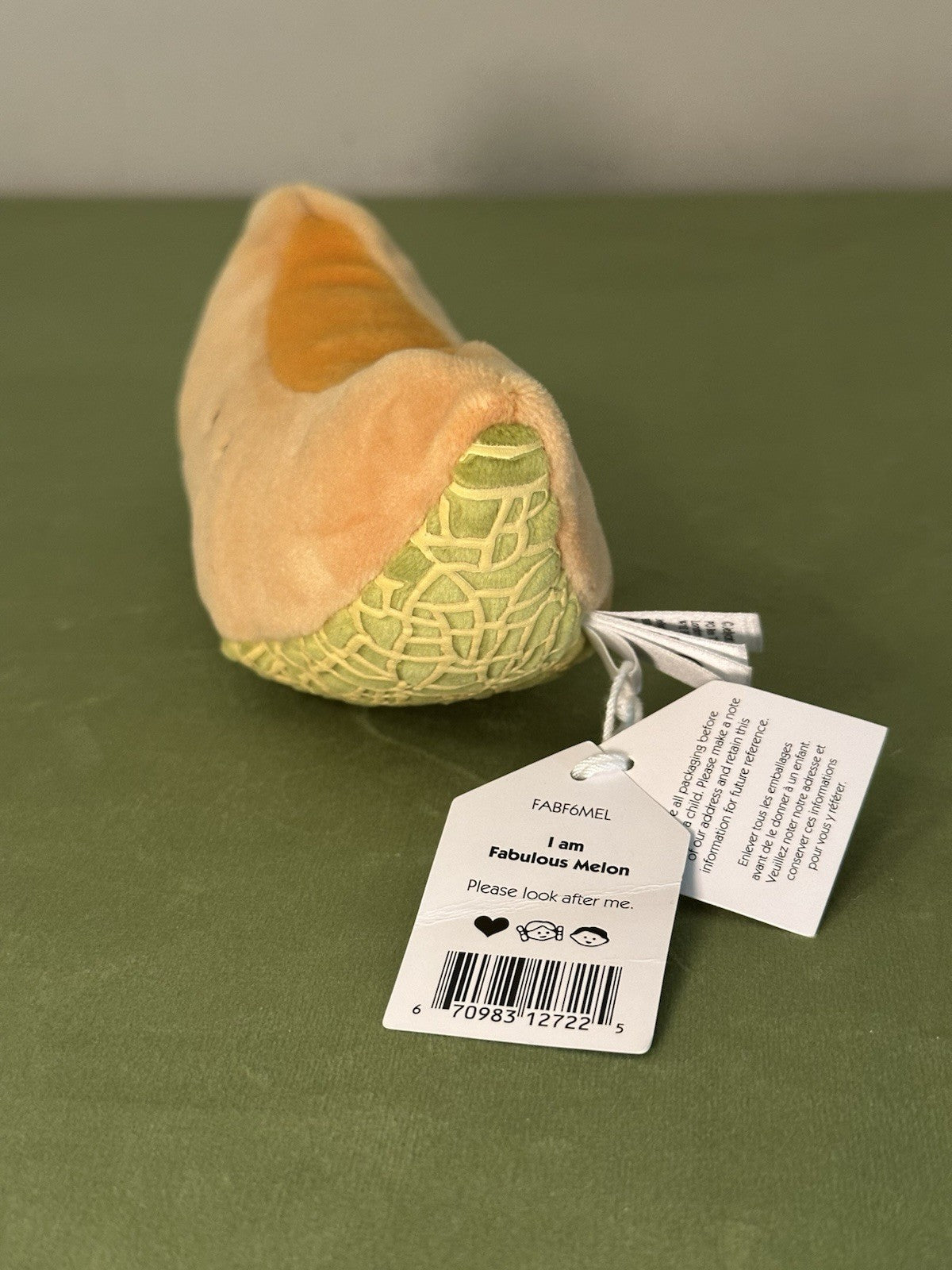NUOVO Jellycat Fabulous Melon NUOVO CON ETICHETTE ~ arancione verde Kawaii peluche giocattolo morbido ~ FABF6MEL-