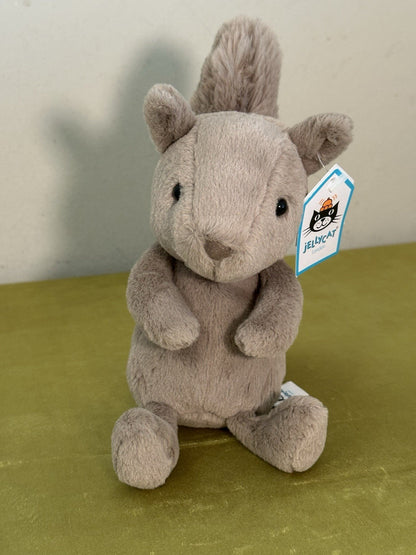 NUOVO Jellycat Willow Scoiattolo Nuovo con etichette Marrone Coda Cespugliosa Carino Ritirato Giocattolo Morbido W4SQ-