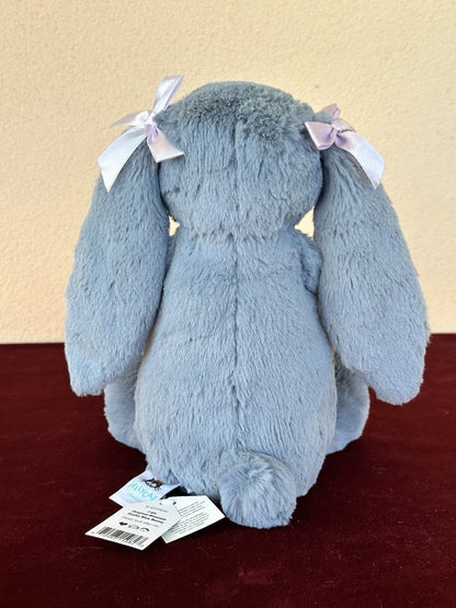NUOVO coniglietto Jellycat Medium Bashful blu scuro fiori nuovo con etichette coniglio in pensione peluche