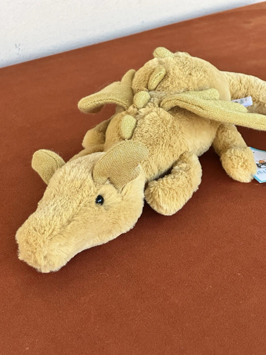 NUOVO Jellycat Little Golden Dragon nuovo con etichette piccolo drago ritirato originale HTF cm.26