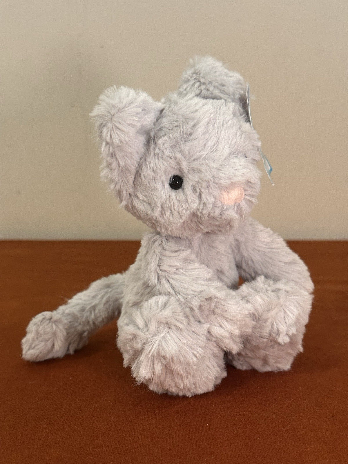 NUOVO Jellycat Squiggles Kitten nuovo con etichette grigio gatto gattino giocattolo morbido raro peluche ritirato-