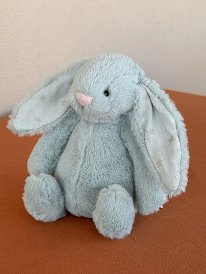 Jellycat Small Bashful Sparklet Bunny Sage Green with Silver Stars Rabbit