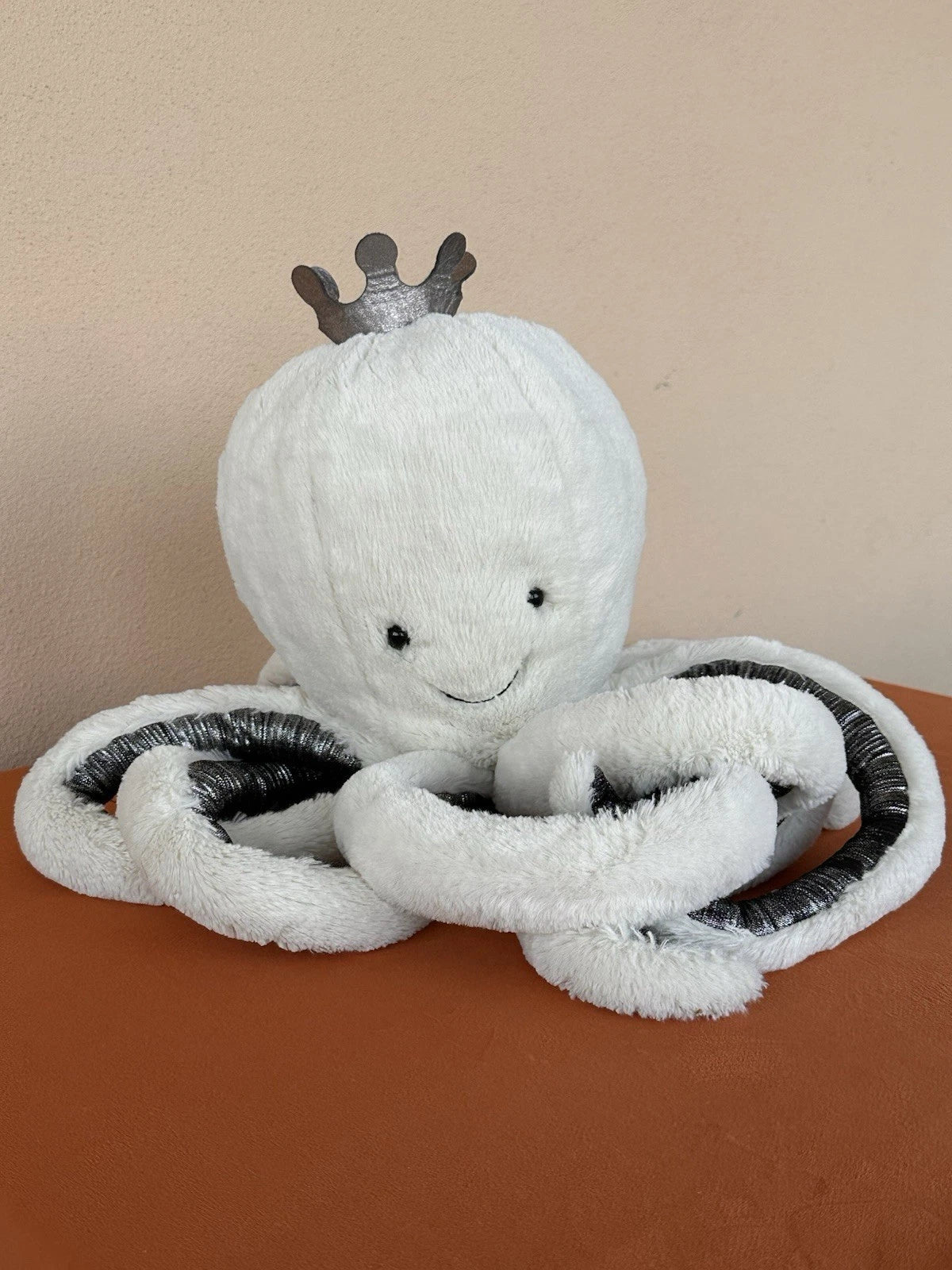 Jellycat Large Cosmo Octopus Silver Crown White Squid Sea Creature Rare Retired