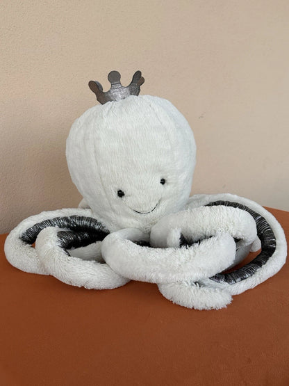 Jellycat Large Cosmo Octopus Silver Crown White Squid Sea Creature Rare Retired