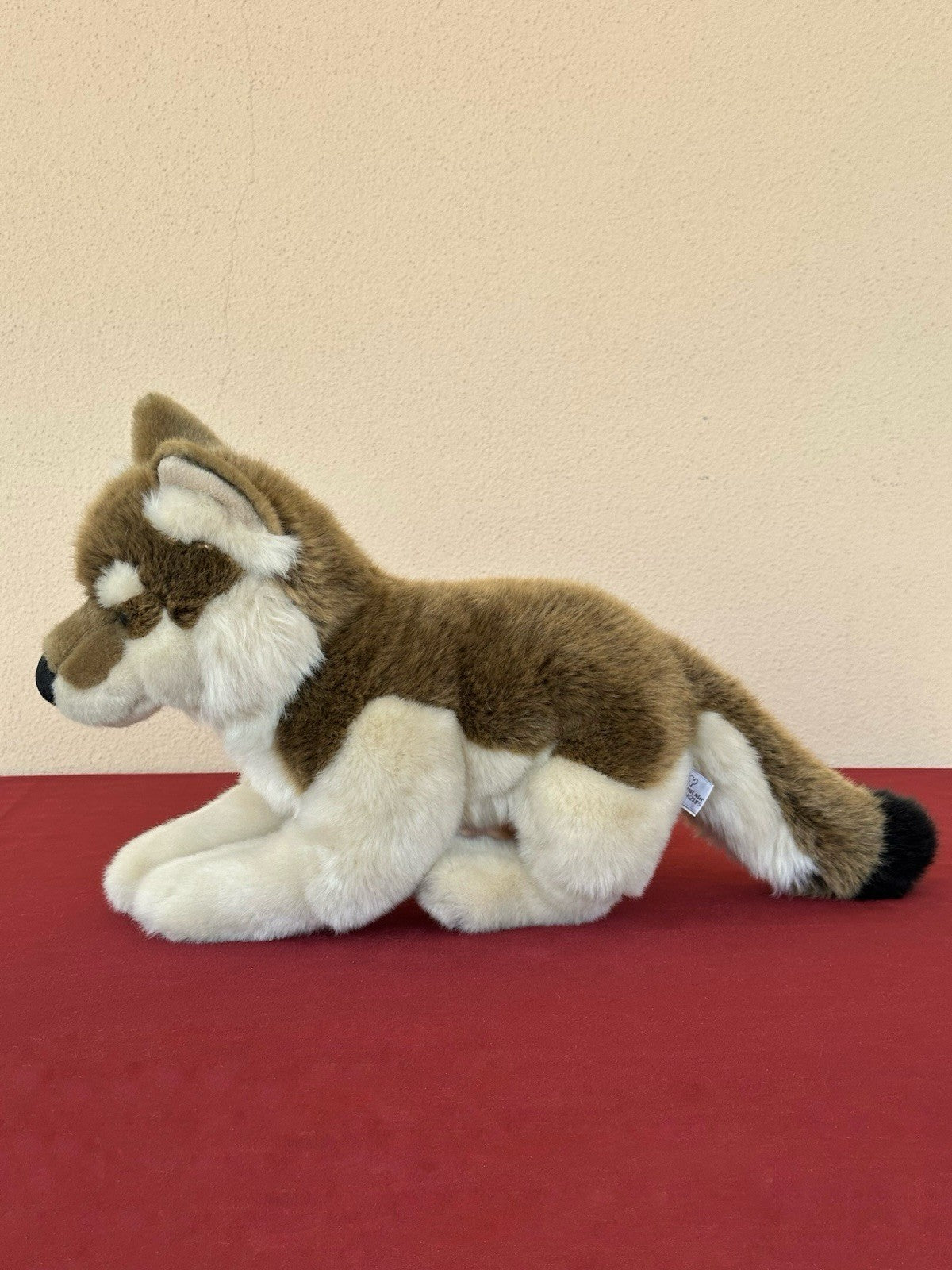 Lupo zingaro nuovo senza etichette animale selvatico bosco raro peluche giocattolo morbido ritirato made in France-
