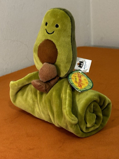 NUOVO Jellycat Amuseables Avocado Succhietto Nuovo con etichette Blankie Coperta Trapuntino Raro-
